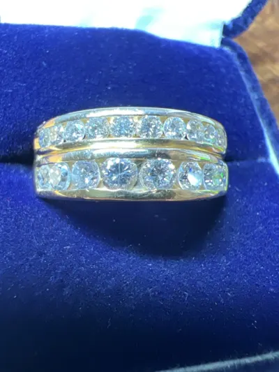 Gent's Gold-Diamond Wedding Band 18 Diamonds 1.30 Carat T.W. 14K Yel