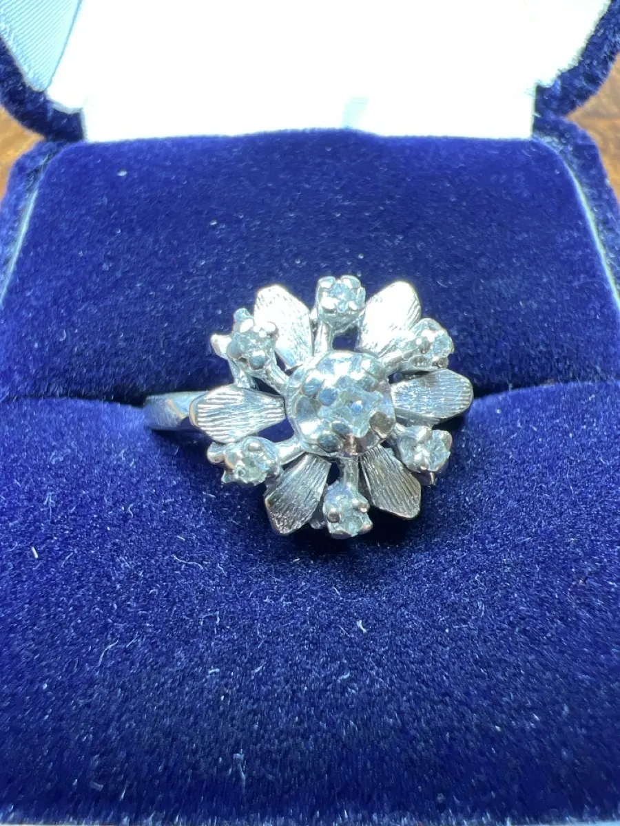Lady's Diamond Fashion Ring 7 Diamonds .12 Carat T.W. 14K White Gold