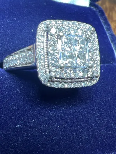 Lady's Diamond Cluster Ring 71 Diamonds 1.68 Carat T.W. 14K White Gold
