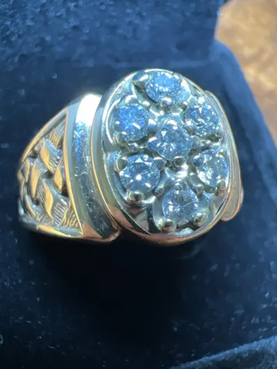 Gent's Diamond Fashion Ring 7 Diamonds .42 Carat T.W. 14K Yellow Gold