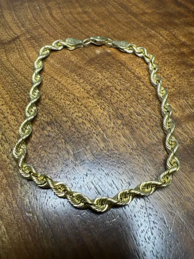 Gold Rope Bracelet 14K Yellow Gold 5.4dwt