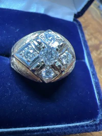 Gent's Diamond Fashion Ring 5 Diamonds .62 Carat T.W. 14K Yellow Gol
