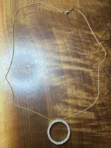 19" Necklace and Pendant with Diamonds. 14K Yellow Gold photo 2