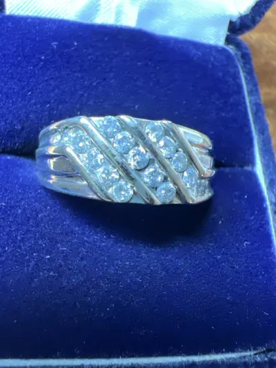 Gent's Diamond Fashion Ring 17 Diamonds .34 Carat T.W. 14K White Gol