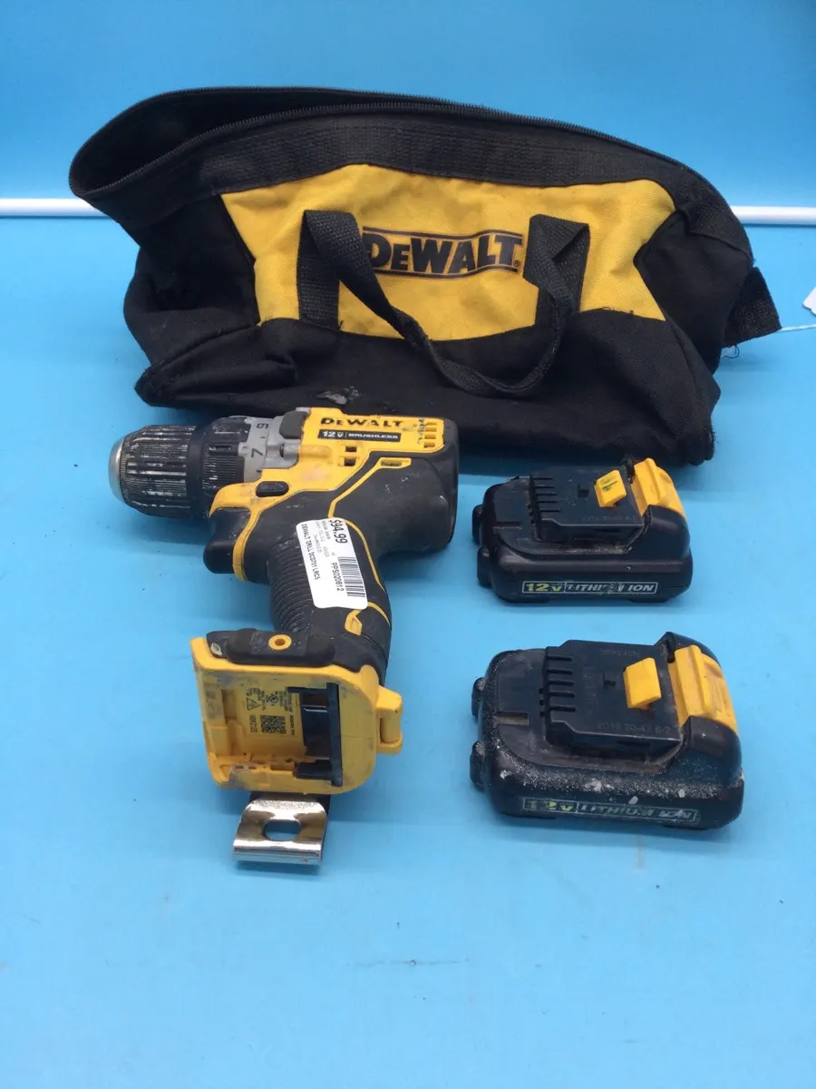 DeWalt DCD701 12V Cordless Drill with 2 Batteries & Bag, No Charger