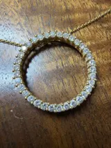 19" Necklace and Pendant with Diamonds. 14K Yellow Gold photo 1