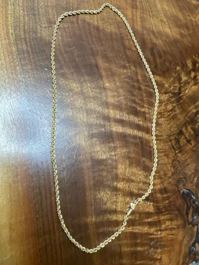18" Gold Rope Chain 14K Yellow Gold 6.6dwt
