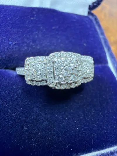 Lady's Diamond Engagement Ring 55 Diamonds .57 Carat T.W. 10K White Gold