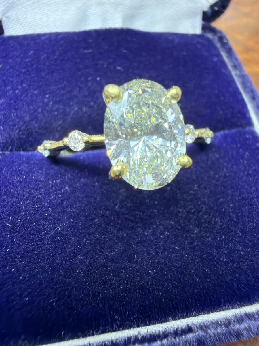 Lab-Grown Lady's Diamond Fashion Ring 5 Diamonds 1.92 Carat T.W. 18K Yellow Gold