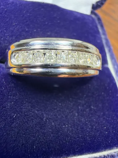 Gent's Diamond Fashion Ring 9 Diamonds .27 Carat T.W. 10K White Gold
