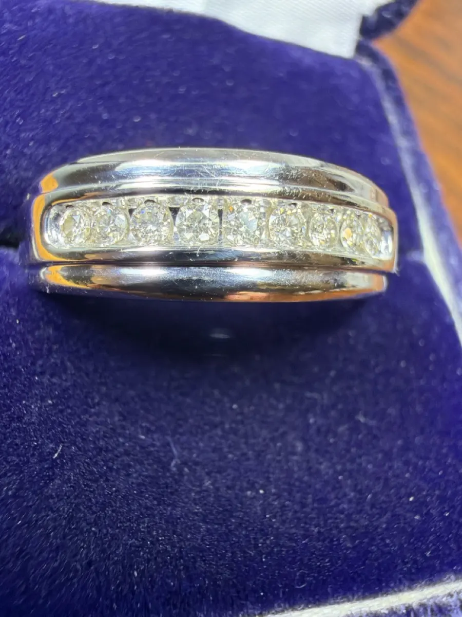 Gent's Diamond Fashion Ring 9 Diamonds .27 Carat T.W. 10K White Gold