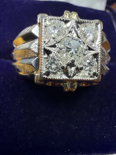 Gent's Diamond Fashion Ring 5 Diamonds .60 Carat T.W. 10K White Gold